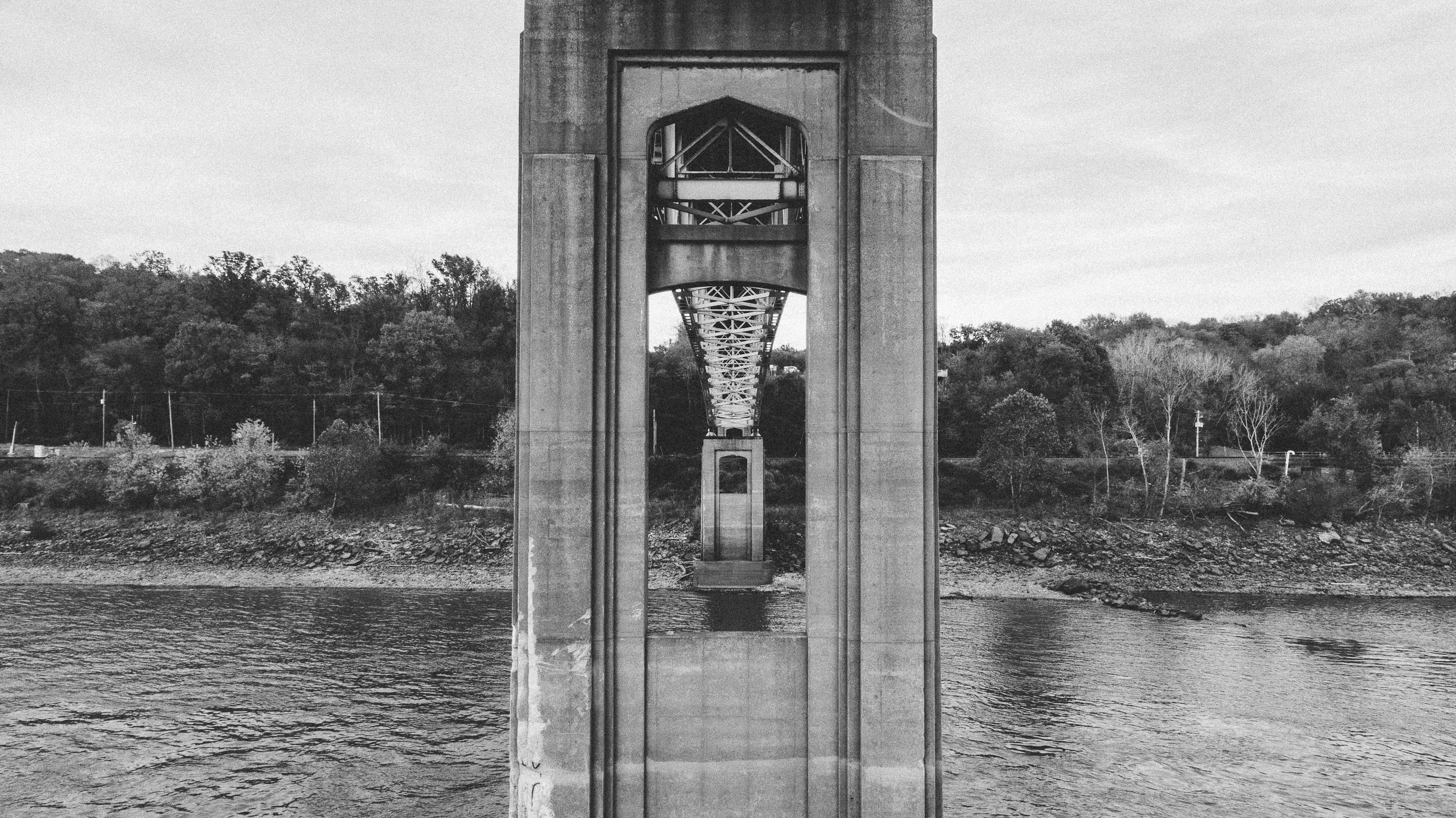 View through a bridge pier